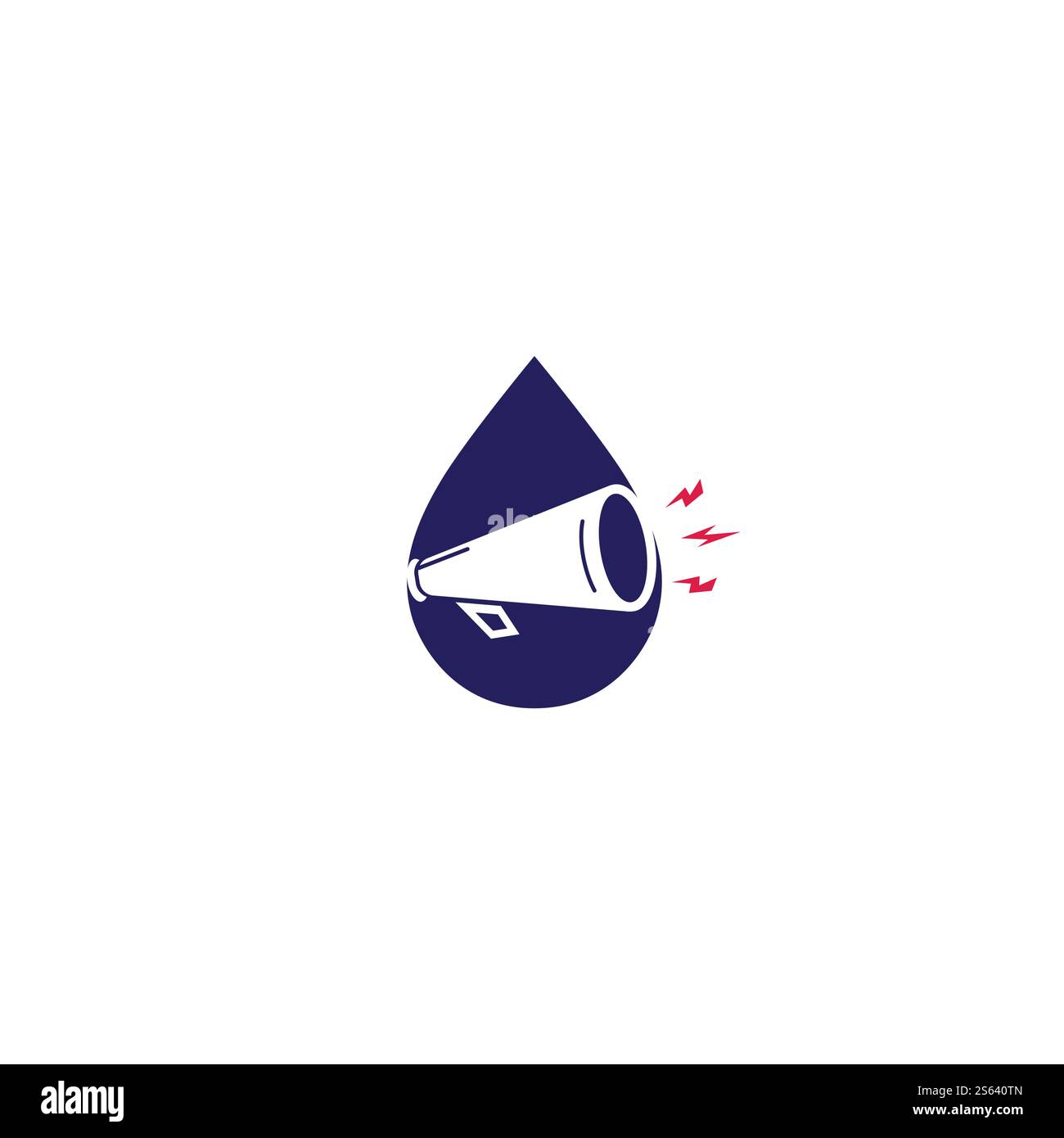 Logo mit Megafon und Wassertropfen. Stock Vektor