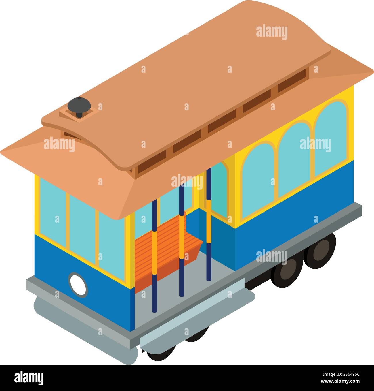 Symbol für Retro-Straßenbahnwagen. Isometrisch des Retro-Straßenbahnvektorsymbols für Webdesign isoliert auf weißem Hintergrund. Retro-Tram-Car-Symbol, isometrischer Stil Stock Vektor