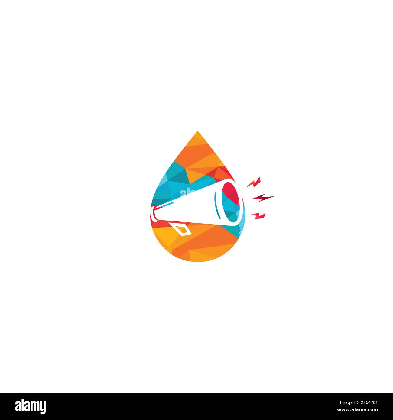 Logo mit Megafon und Wassertropfen. Stock Vektor
