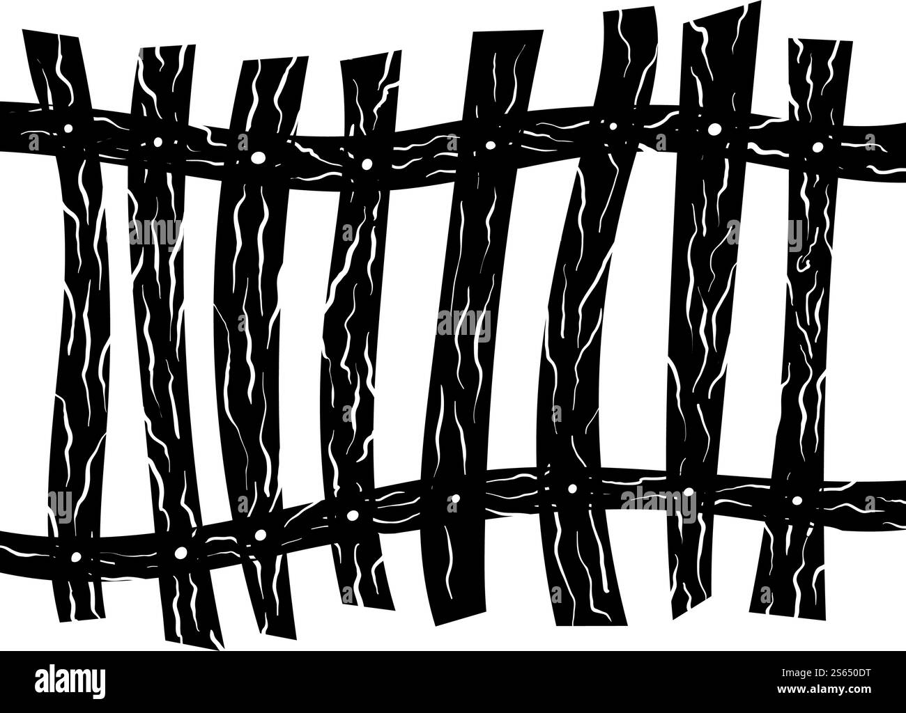 Zaun über weißem Hintergrund für die Erstellung von Halloween-Designs. Vektorgrafiken. Stock Vektor