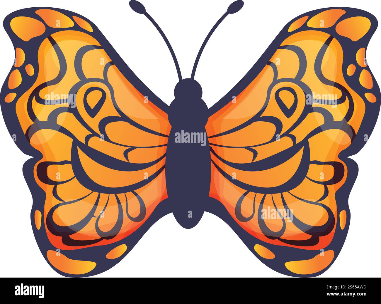 Schmetterlingssymbol für den Monarchen des Babys. Cartoon des Baby Monarch Schmetterling Vektor-Symbol für Web-Design isoliert auf weißem Hintergrund. Baby Monarch Schmetterling Symbol, Cartoon Stil Stock Vektor