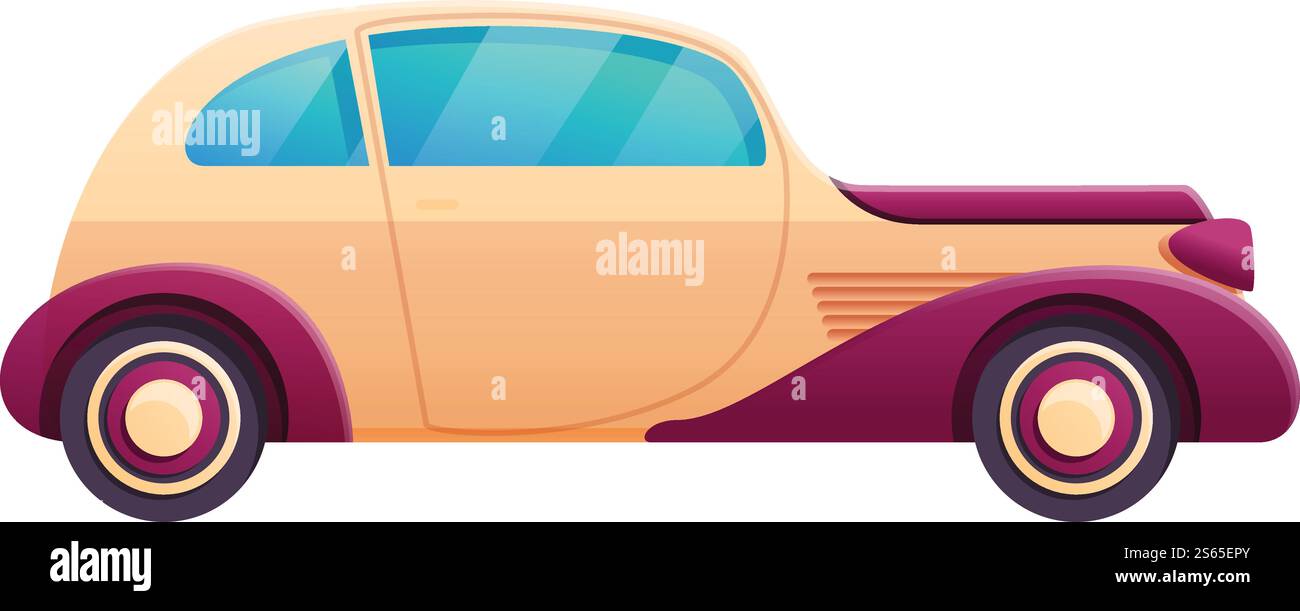 Symbol für Retro-Fahrzeuge. Cartoon des Retro-Auto-Vektor-Icons für Web-Design isoliert auf weißem Hintergrund. Retro-Auto-Ikone, Cartoon-Stil Stock Vektor