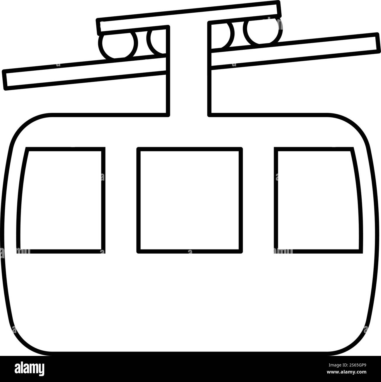 Standseilbahn Seilbahn Skilift Bergresort Luftverkehr Tourismus Seilbahn Reisekabine Icon Umriss schwarze Farbe Vektor Illustration flache Stil einfaches Bild. Standseilbahn Seilbahn Skilift Bergresort Luftverkehr Tourismus Seilbahn Reisekabine Icon Umriss schwarze Farbe Vektor Illustration flache Stil Bild Stock Vektor