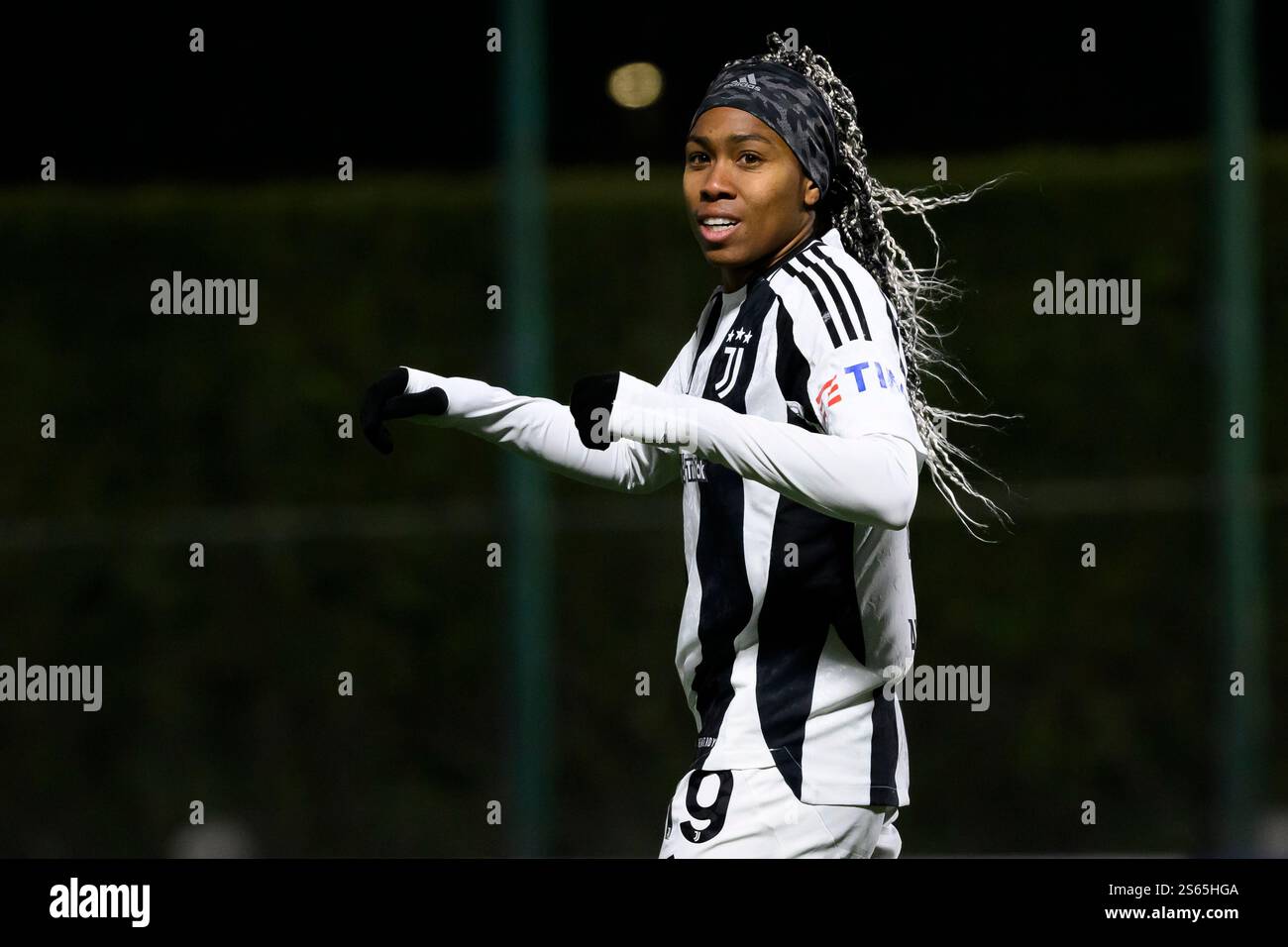 Formello, Italien. Januar 2025. Lindsey Thomas von Juventus FC während des Fußballspiels der Frauen Coppa Italia 2024/2025 zwischen SS Lazio und Juventus FC im Sportzentrum Formello in Rom (Italien) am 15. Januar 2025. Quelle: Insidefoto di andrea staccioli/Alamy Live News Stockfoto