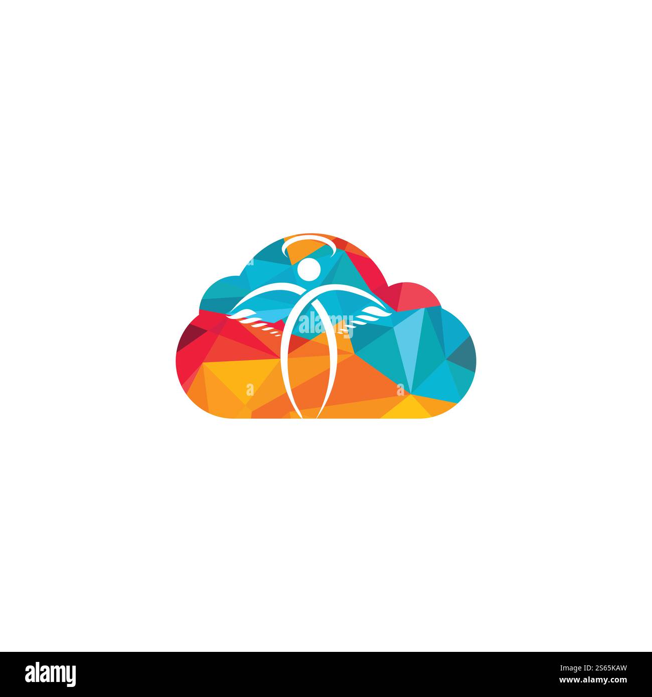 Abstraktes Angel Vector Logo-Design. Repräsentiert das Konzept von Religion, Freundlichkeit und Nächstenliebe. Stock Vektor