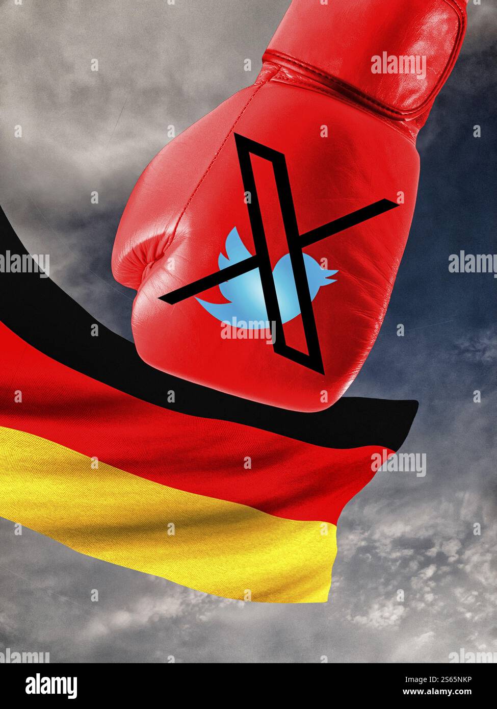 Symbolisches Bild, Elon Musk, Netzwerk X, Wahleinmischung, Radikalismus, Angriff auf andere staaten, Deutschland, Trump-Wiederwahl, USA, Politik, Ankündigung Stockfoto