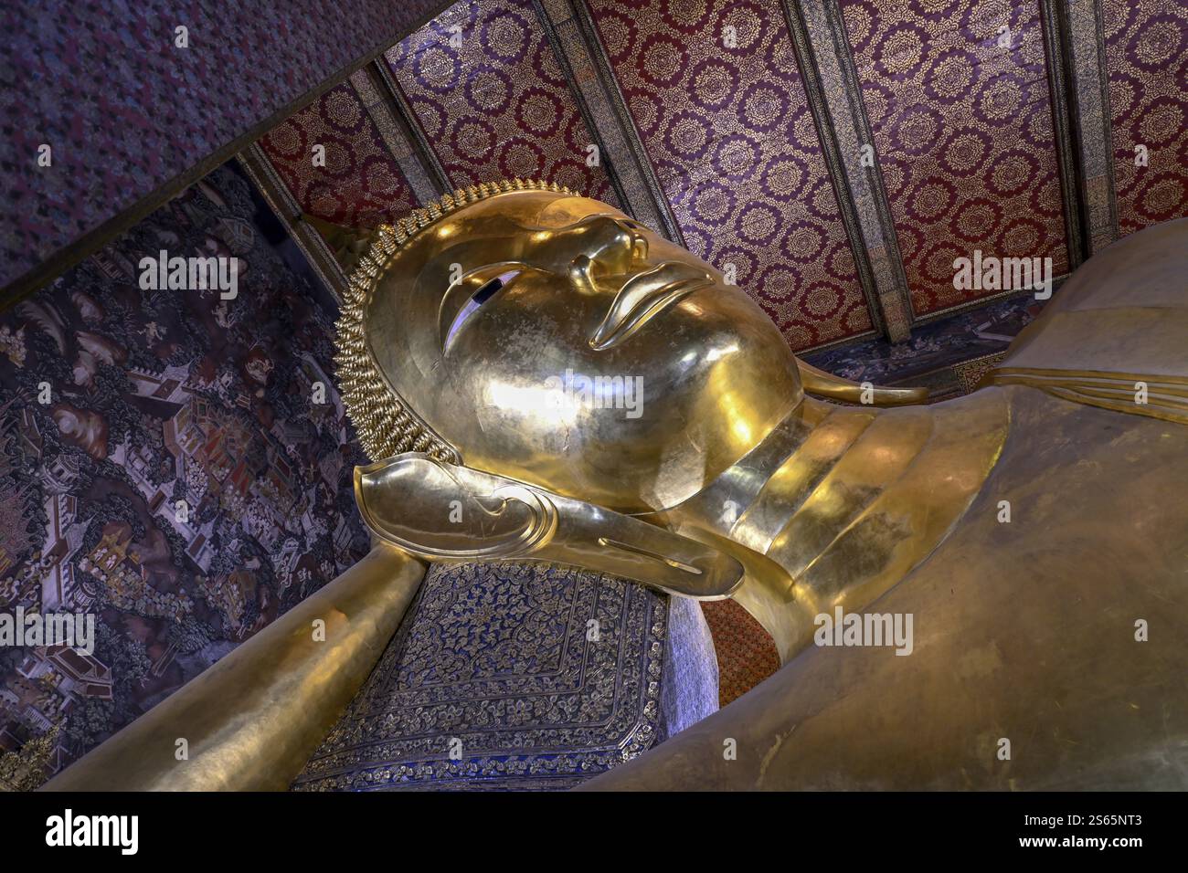 Liegender Buddha im Wat Pho, Tempel des liegenden Buddha, Bangkok, Thailand, Asien Stockfoto