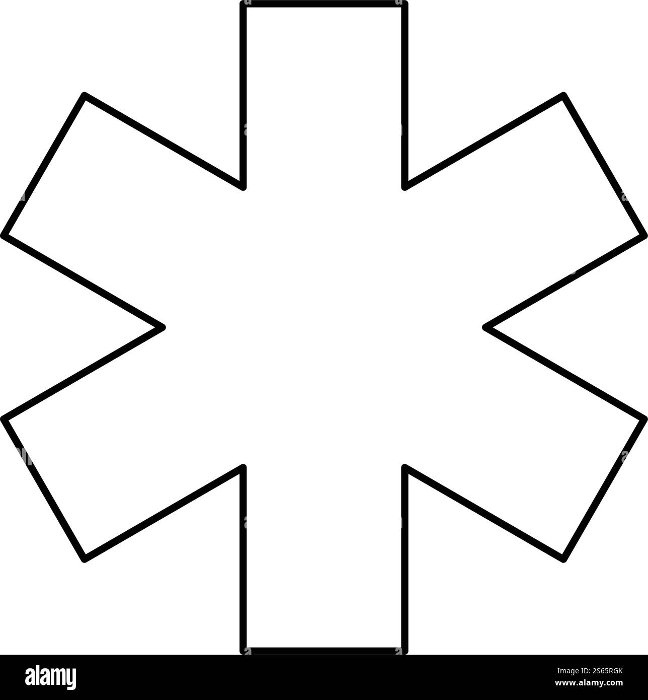 Medizinisches Symbol Notfallzeichen Stern des Lebens Service Konzept Symbol Umrandung schwarze Farbe Vektor Illustration flache Art einfaches Bild. Medizinisches Symbol Notfallzeichen Stern des Lebens Service Konzept Symbol Umrandung schwarze Farbe Vektor Illustration flache Stil Bild Stock Vektor