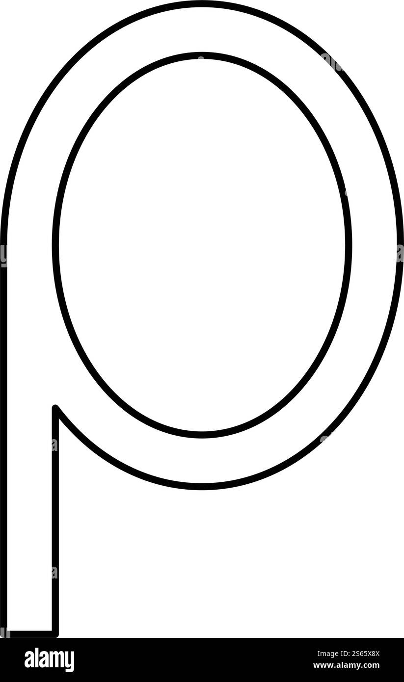 Rho griechisches Symbol kleiner Buchstabe Kleinbuchstabe Schriftart Symbol Umrandung schwarzer Farbvektor Illustration flacher Stil einfaches Bild. Rho griechisches Symbol kleiner Buchstabe Kleinbuchstaben Symbol Umrandung schwarzer Farbvektor Illustration flaches Bild Stock Vektor