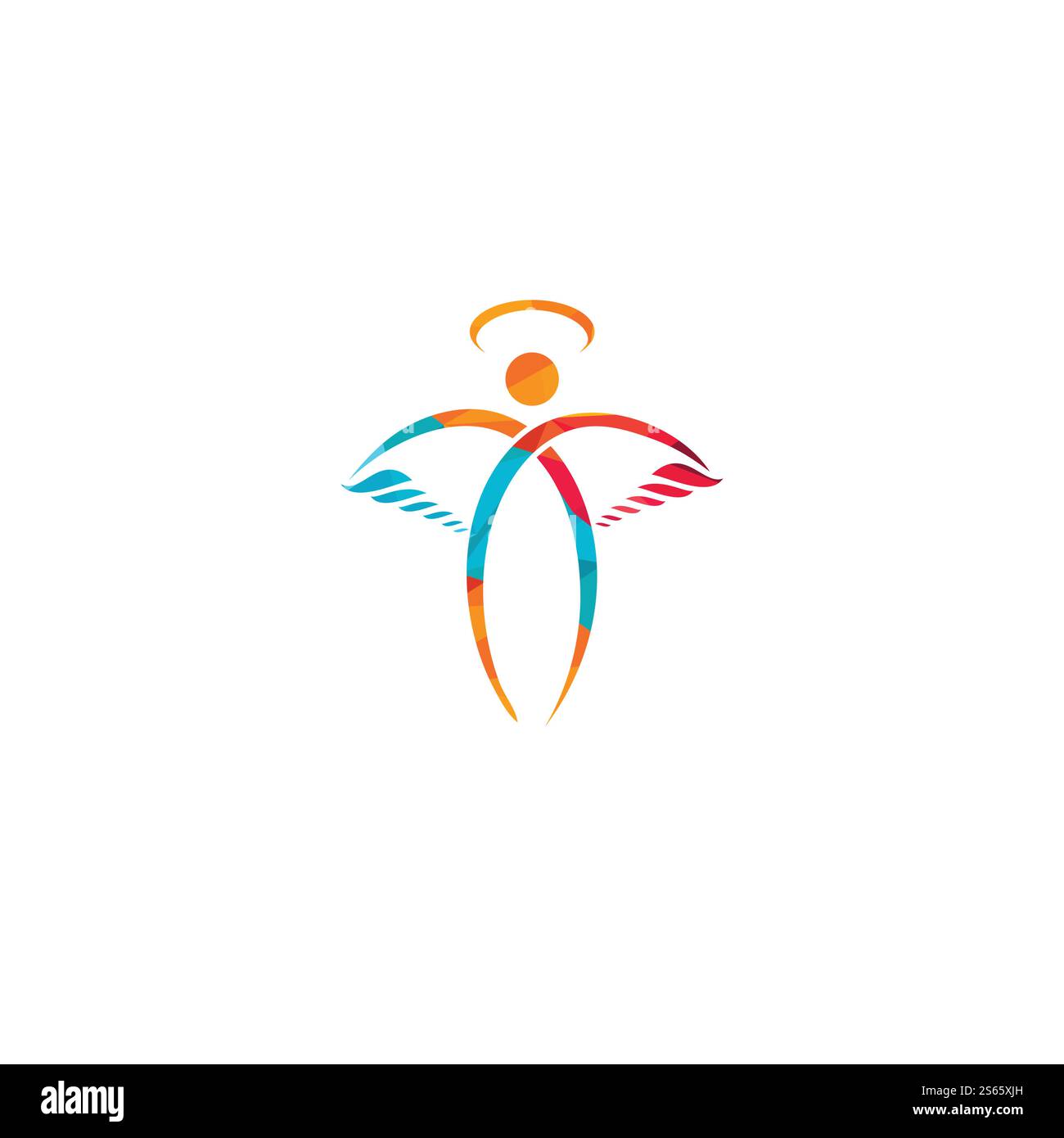 Abstraktes Angel Vector Logo-Design. Repräsentiert das Konzept von Religion, Freundlichkeit und Nächstenliebe. Stock Vektor