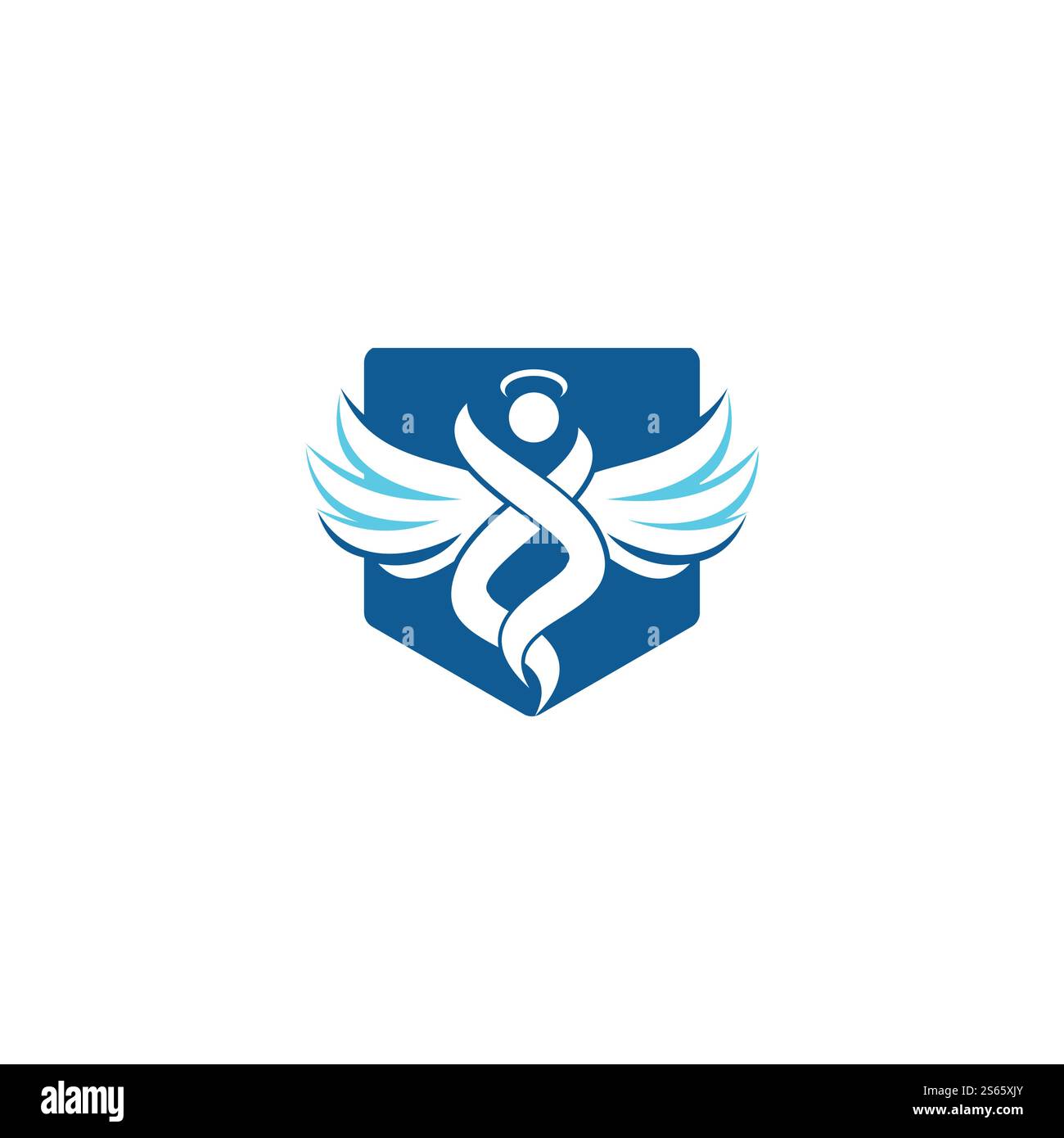 Abstraktes Angel Vector Logo-Design. Repräsentiert das Konzept von Religion, Freundlichkeit und Nächstenliebe. Stock Vektor