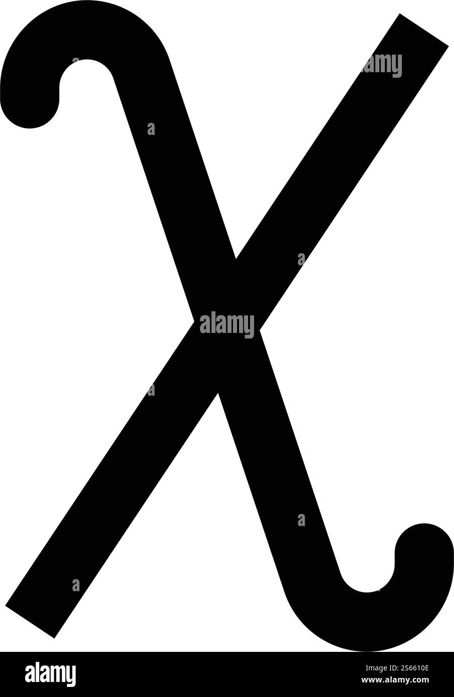 Chi griechisches Symbol kleiner Buchstabe Kleinbuchstabe Schriftart Symbol schwarzer Farbvektor Illustration flacher Stil einfaches Bild. Chi griechisches Symbol kleiner Buchstabe Kleinbuchstabe Schriftart Symbol schwarzer Farbvektor Illustration flaches Bild Stock Vektor