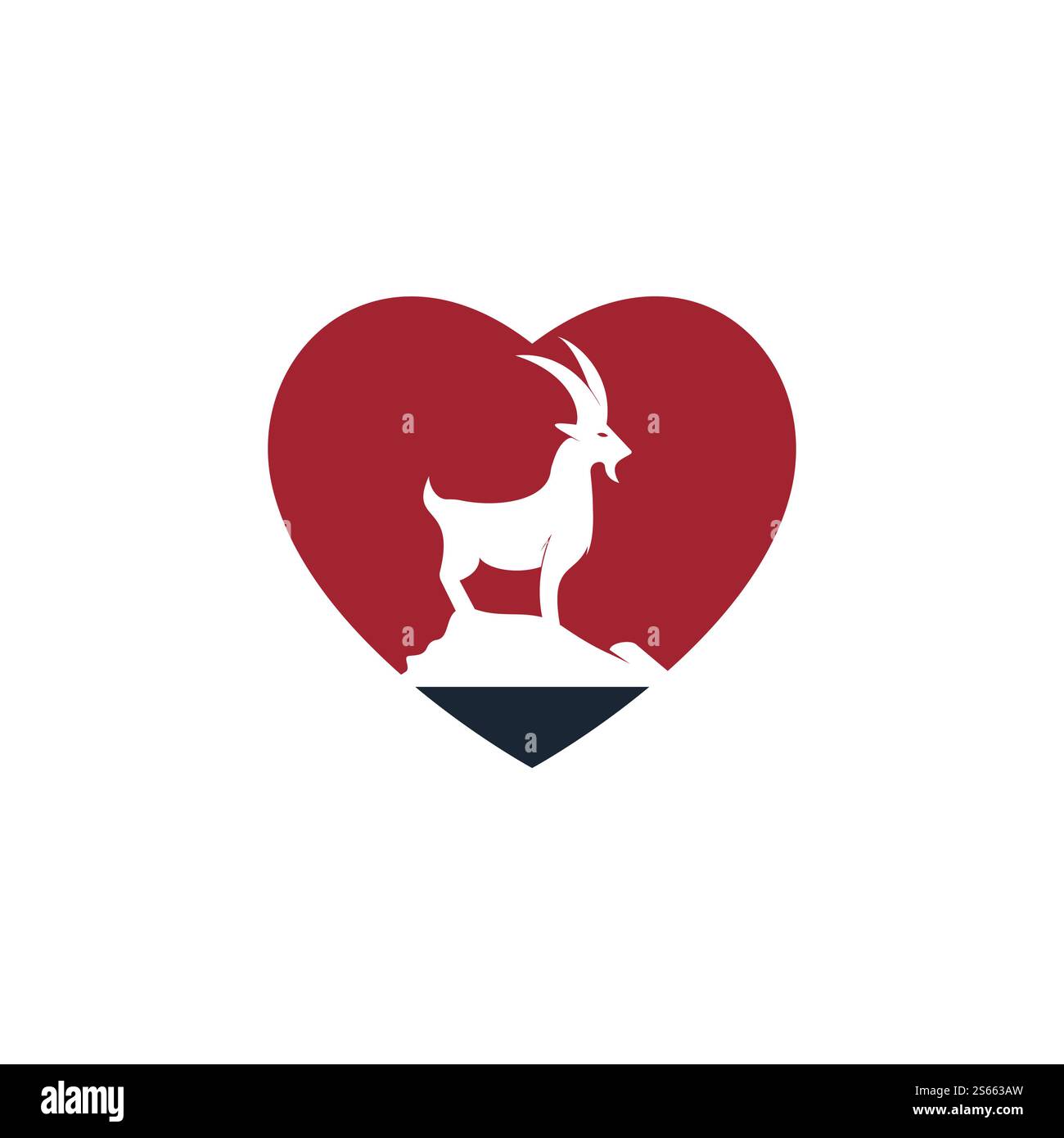 „Love Goat“-Logo-Vorlage im Vektordesign. Ein Bartziegen-Logo. Stock Vektor
