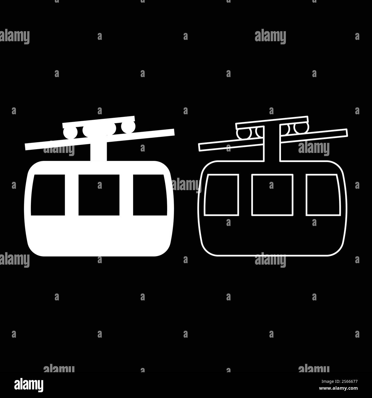 Seilbahn Seilbahn Skilift Bergresort Luftverkehr Tourismus Seilbahn Reisekabine Icon Umriss Set weiße Farbe Vektor Illustration flache Stil einfaches Bild. Standseilbahn Seilbahn Skilift Bergresort Luftverkehr Tourismus Seilbahn Reisekabine Icon Umriss Set weiße Farbe Vektor Illustration flache Stil Bild Stock Vektor
