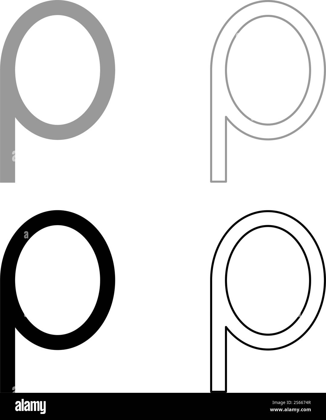 Rho griechisches Symbol kleiner Buchstabe Kleinbuchstabe Schriftart Icon Kontur Set schwarz grau Farbe Vektor Illustration flach Stil einfaches Bild. Rho griechisches Symbol kleiner Buchstabe Kleinbuchstabe Schriftart Icon Kontur Set schwarz grau Farbe Vektor Illustration flache Stil Bild Stock Vektor