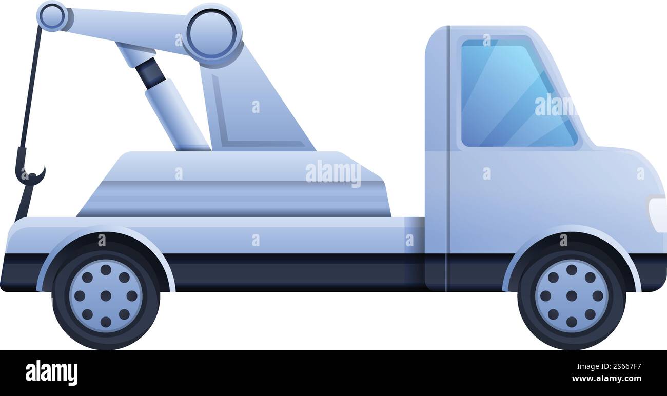 Symbol für Abschlepphilfe. Cartoon des Vektorsymbols für Abschleppwagen Assistenz für Webdesign isoliert auf weißem Hintergrund. Symbol für die Abschlepphilfe im Cartoon-Stil Stock Vektor