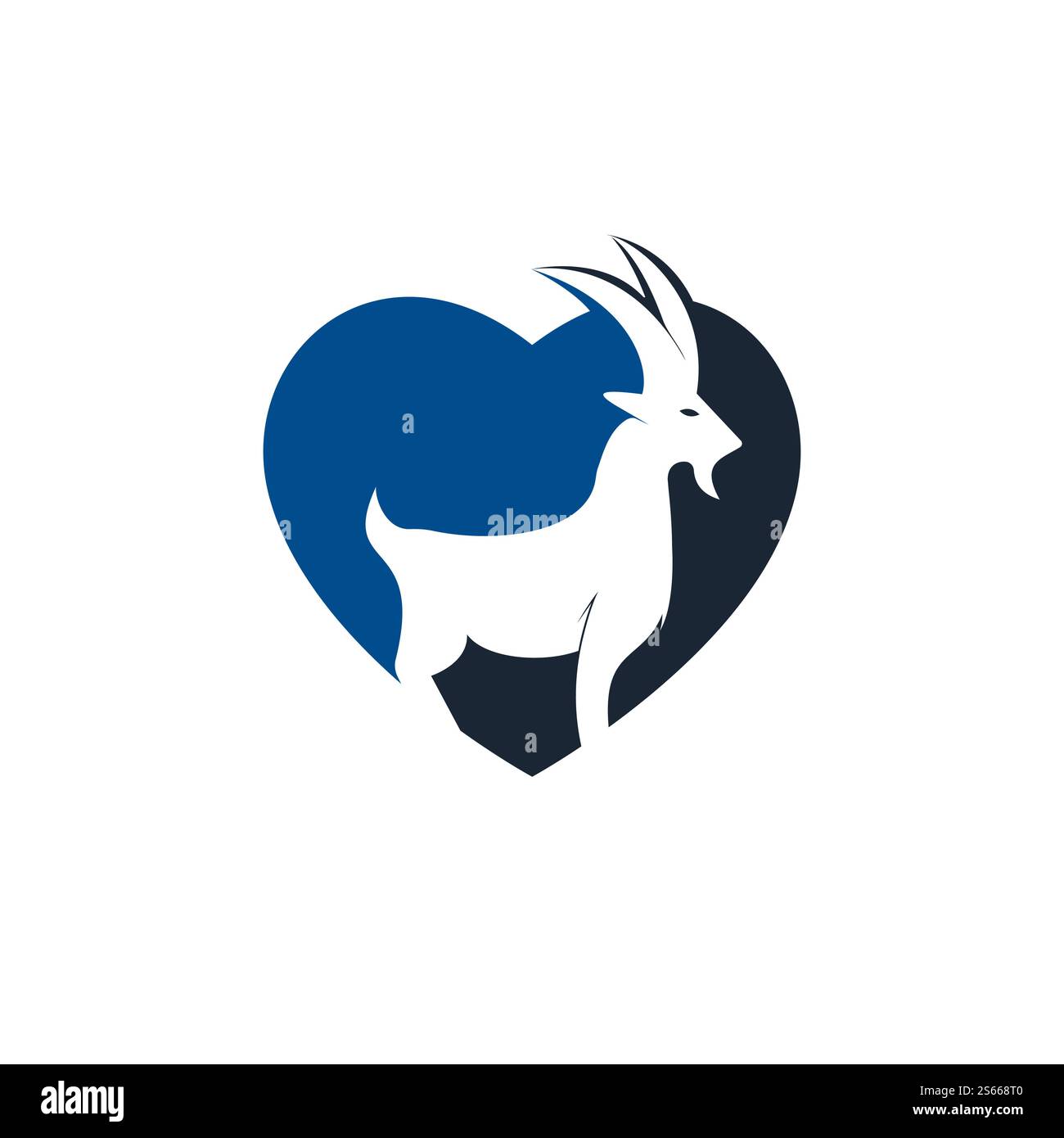 „Love Goat“-Logo-Vorlage im Vektordesign. Ein Bartziegen-Logo. Stock Vektor