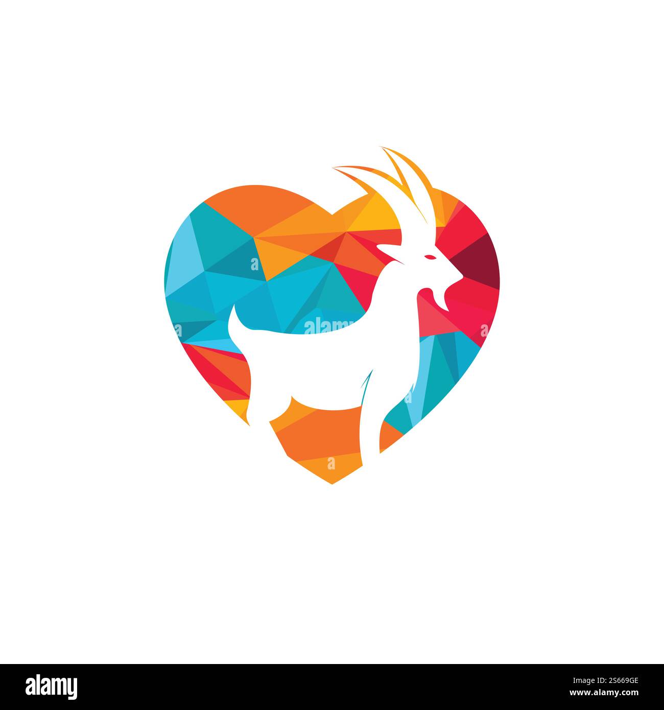 „Love Goat“-Logo-Vorlage im Vektordesign. Ein Bartziegen-Logo. Stock Vektor