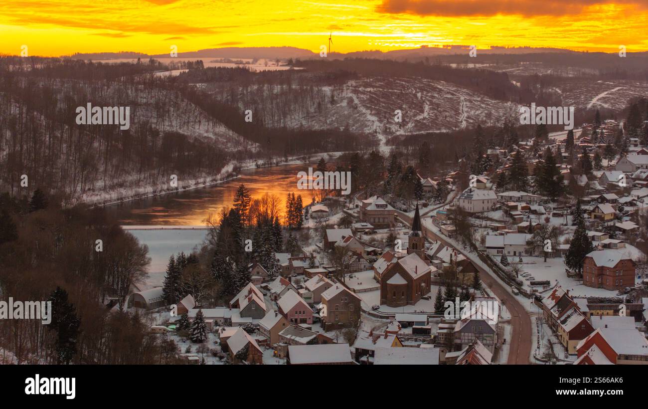Blick über Güntersberge Abendstimmung Sonnenuntergang Stockfoto