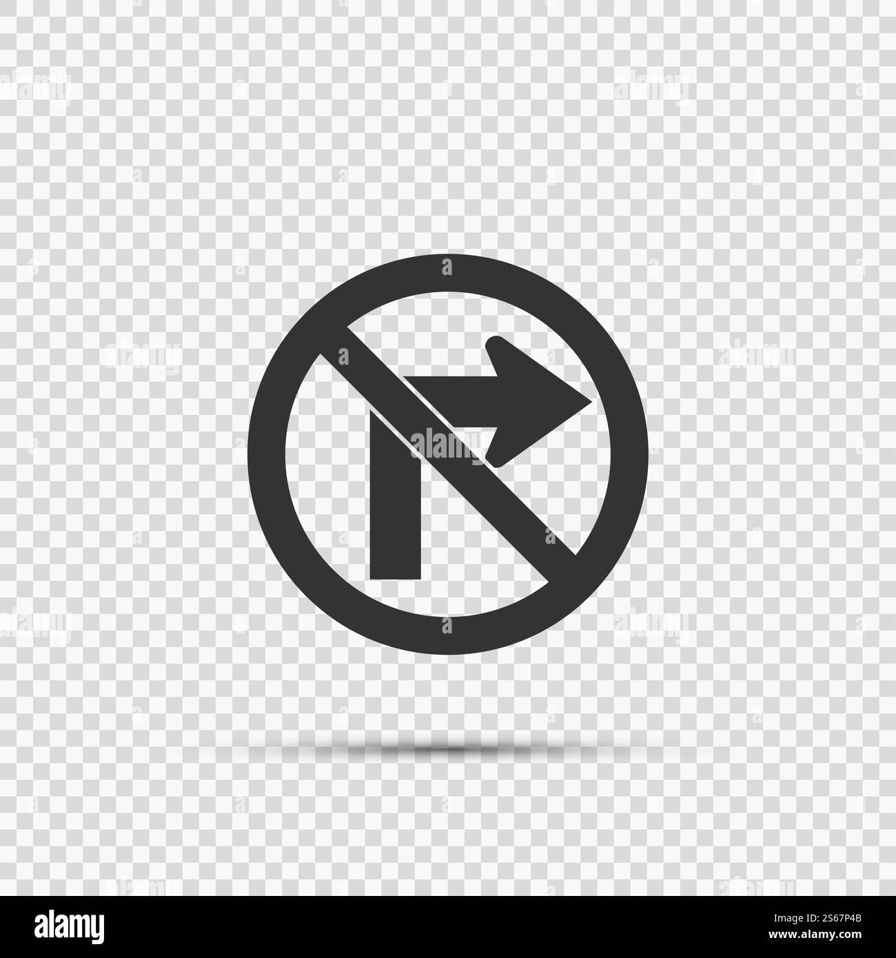 Biegen Sie nicht rechts ab, wenn das Verkehrszeichen auf transparentem Hintergrund und Vektorgrafik steht Stock Vektor