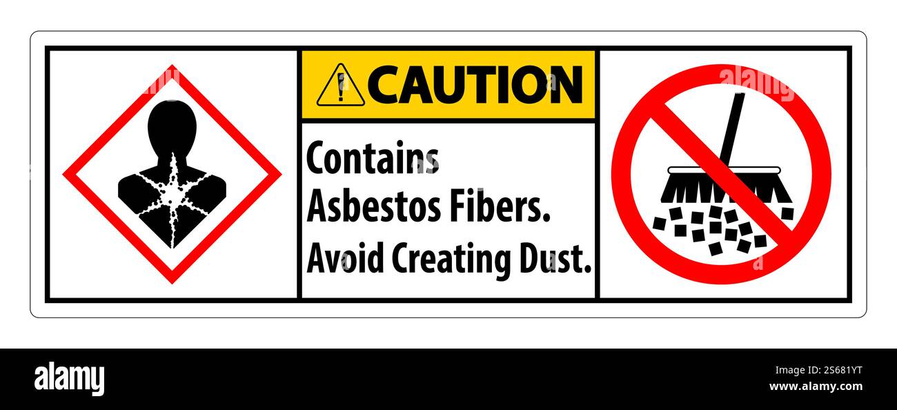 Warnschild Enthält Asbestfasern, Staub Vermeiden Stock Vektor