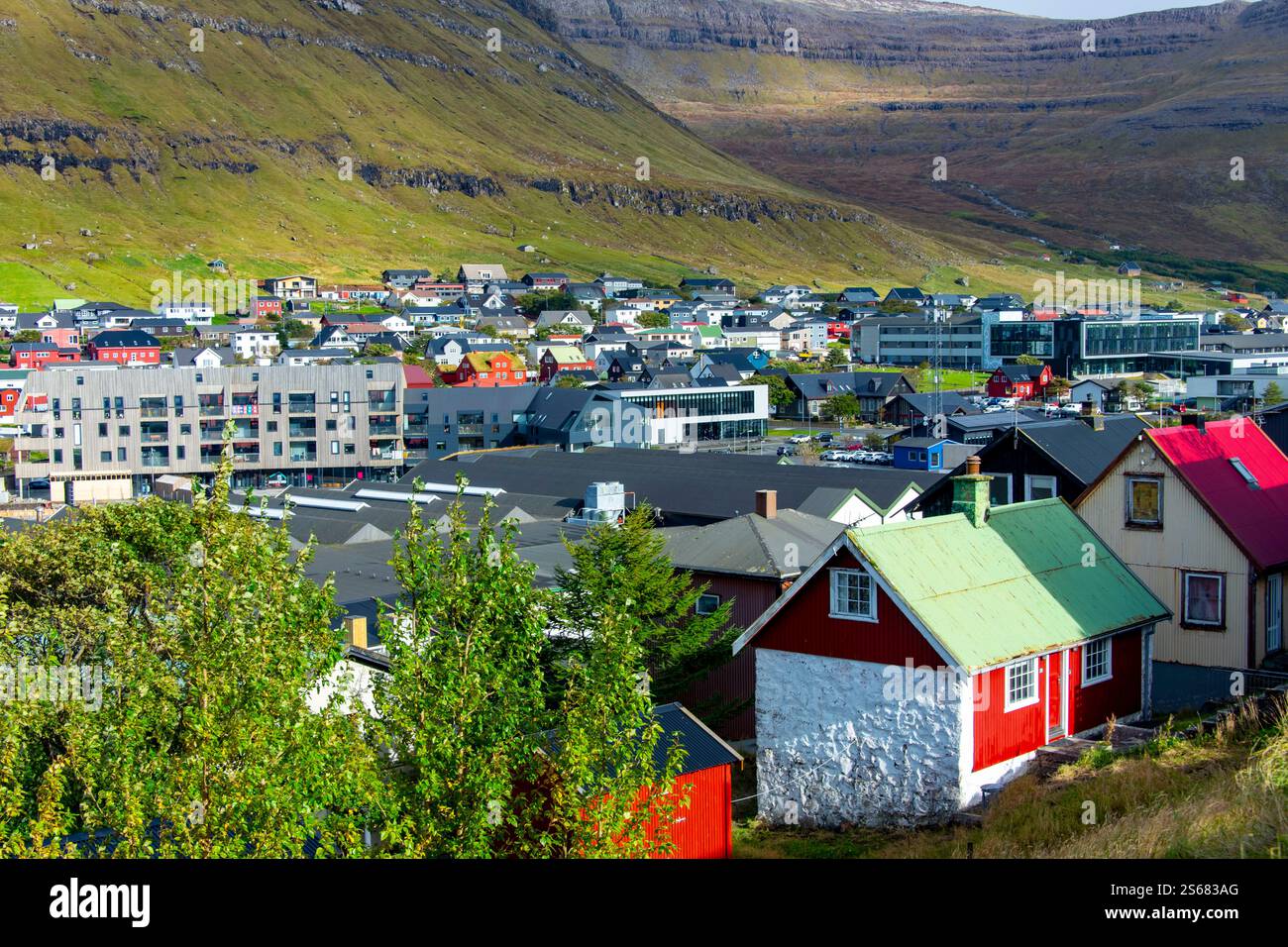 Stadt Klaksvik - Färöer Inseln Stockfoto