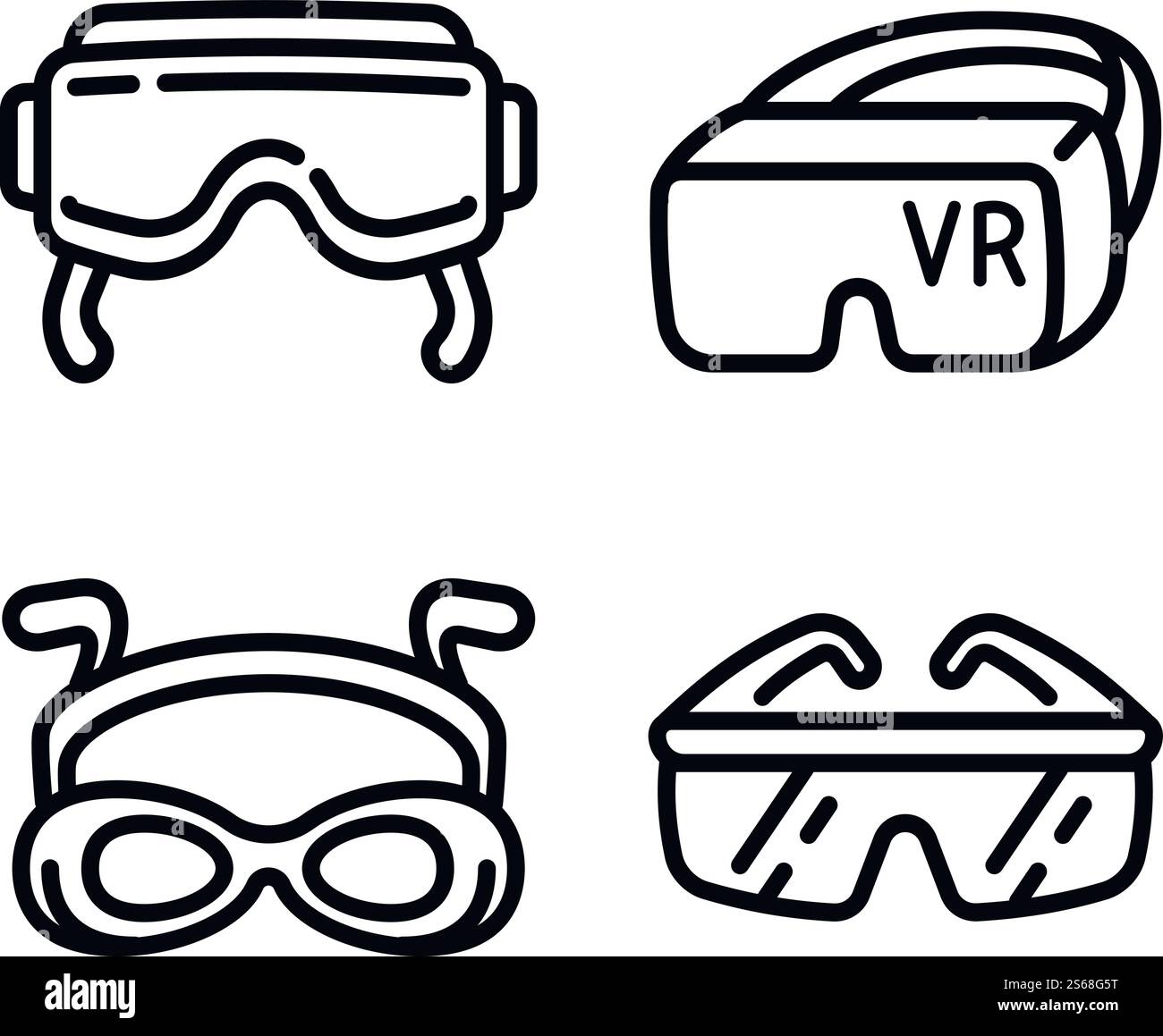 Symbole für die Brille eingestellt. Kontursatz von Brillenvektorsymbolen für Webdesign isoliert auf weißem Hintergrund. Brillensymbole gesetzt, Umrissstil Stock Vektor