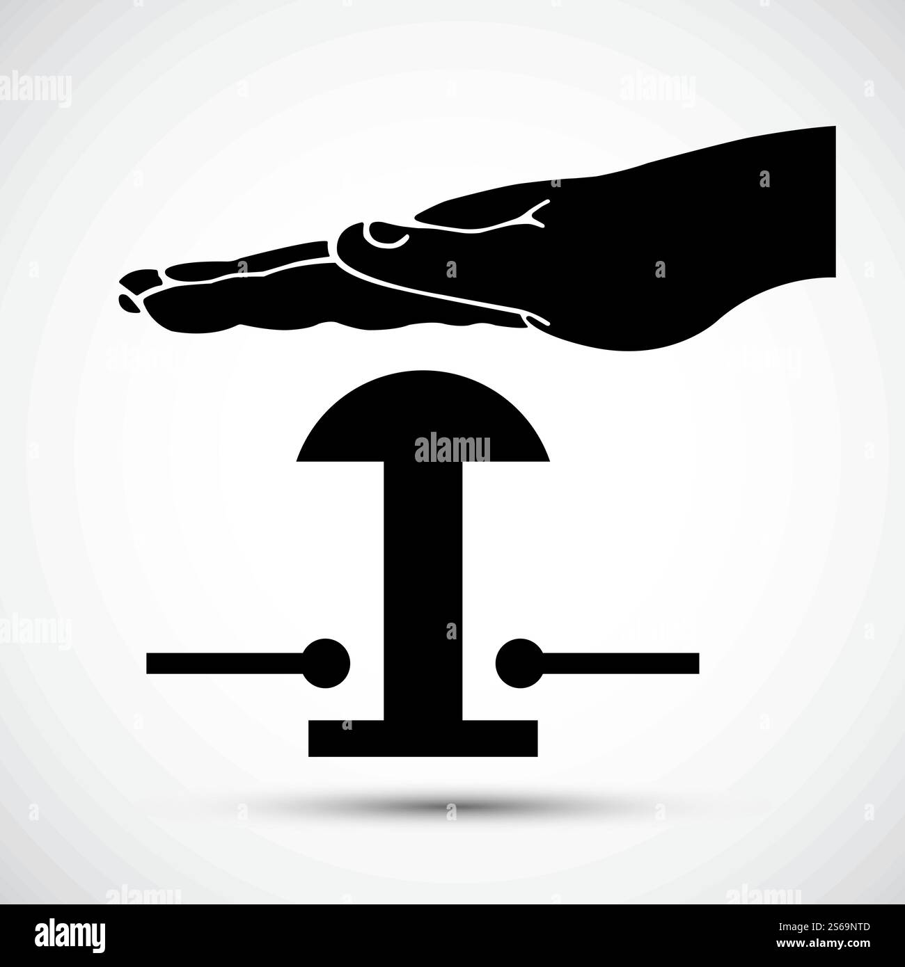 Drücken Sie mit der Hand auf das Symbol für das Symbol für den Notausschalter, Schild Isolieren auf weißem Hintergrund, Vektorgrafik EPS.10 Stock Vektor