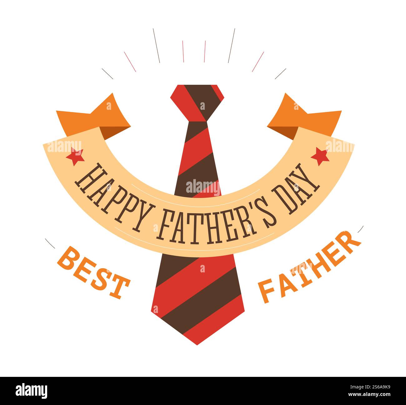 Vater- oder Vatertag Urlaub isolierte Ikone gestreifte Krawatte Vektor Familienmitglied Glückwunsch Elternschaft Feier Gruß Emblem oder Logo Wertschätzung und Liebe Vater männliches Accessoire fest Vaterschaft. Gestreifte Krawatte im Vatertag mit isolierter Ikone Stock Vektor
