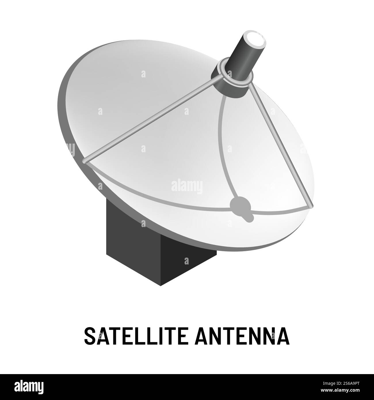 Telekommunikations- und Satellitenantenne TV-Kanäle Bereitstellung und isolierte Geräte Vektormedien Datenübertragungstechnologie und Funkverbindung Signalempfänger des Weltfernsehens. Satellitenantenne TV-Kanäle und isoliertes Gerät für die Telekommunikation Stock Vektor