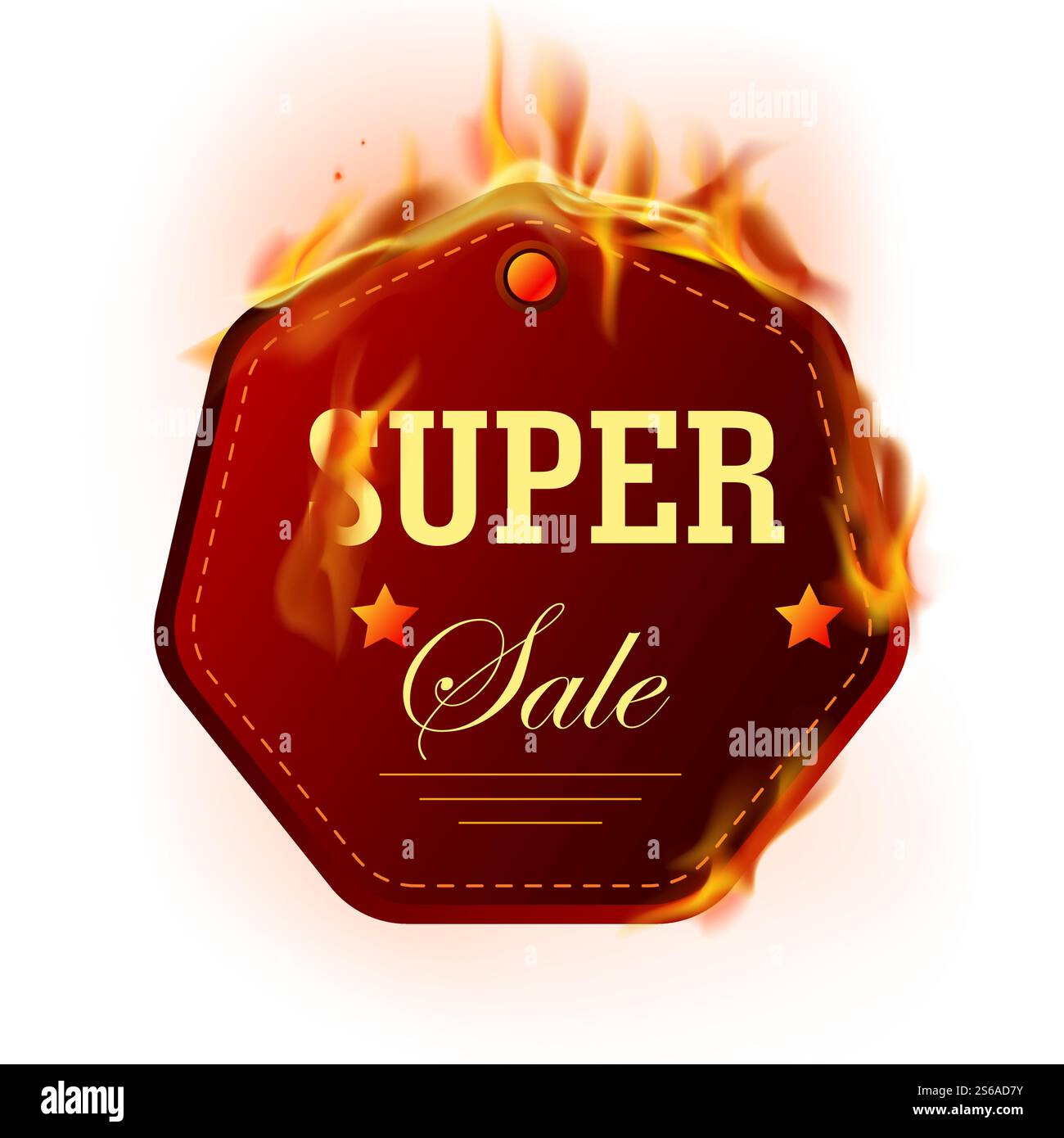 Verkauf isolierte Icon-Tag auf Feuer Vektor Shopping Preisreduzierung und Super Discount Shop und Supermarkt Action Big off und Sonderangebot Emblem oder Logo in Flamme Urlaub oder Wochenende Action Kaufen.. Rabatte Super Sale isoliertes Symbol-Tag auf Feuer Stock Vektor