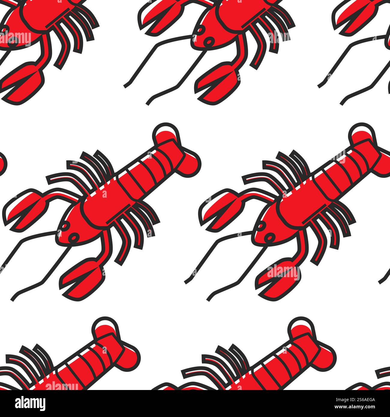 Thailand Essen Hummer oder Krebse Meeresfrüchte nahtlose Muster Vektor Unterwasser Kreatur in der Schale mit Krallen gekochtes Gericht oder Gericht endlose Textur Thai Küche Reise und Tourismus Tapetendruck... Hummer oder Flusskrebse Meeresfrüchte nahtlose thailändische Küche Stock Vektor