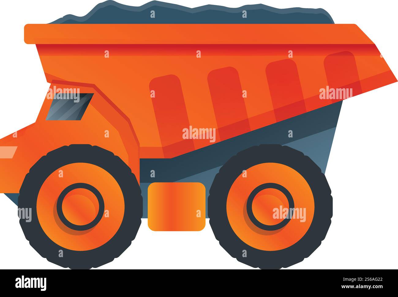 Symbol „Muldenkipper“. Cartoon von Dump Truck Vektor Symbol für Web Design isoliert auf weißem Hintergrund. Kipplaster-Symbol, Cartoon-Stil Stock Vektor