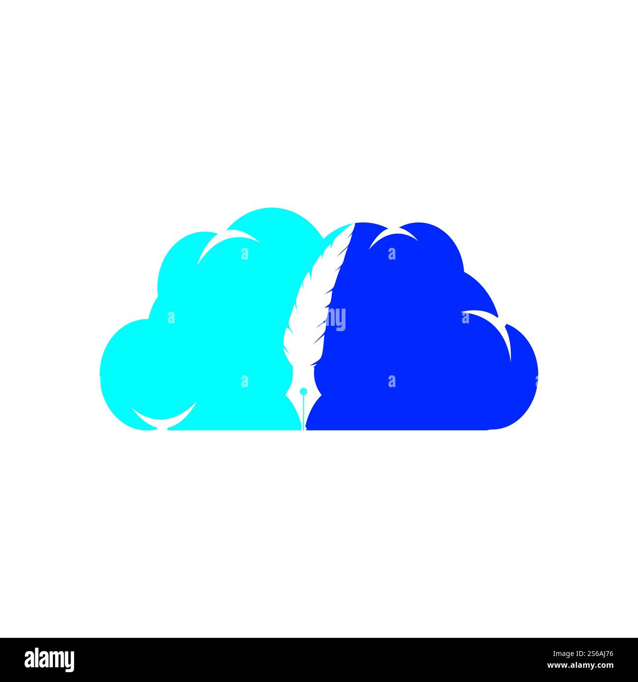 Vektor-Logo mit Wolkenfedern. Recht Rechtsanwalt Texter Autor stationäre Logotype Konzept Icon. Stock Vektor