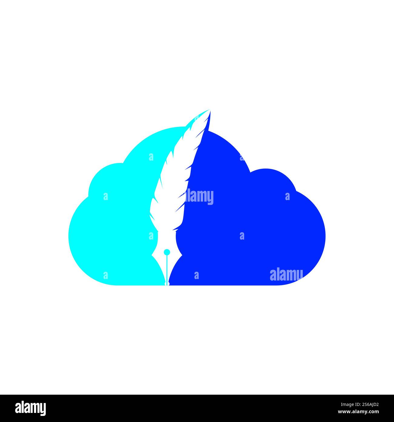 Vektor-Logo mit Wolkenfedern. Recht Rechtsanwalt Texter Autor stationäre Logotype Konzept Icon. Stock Vektor