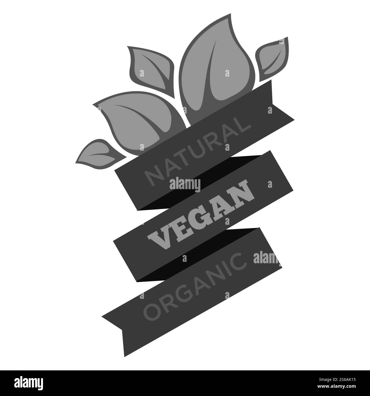 Blätter vegane Lebensmittel monochrome isolierte Icon vegetarische Menü gesunde Lebensweise Kochen natürliches Gemüse und Obst Bio-Produkt Landwirtschaft und Landwirtschaft Emblem oder Logo Anbau Mahlzeiten und Gerichte.. Veganes Bio-Essen hinterlässt ein vegetarisches Menü Stock Vektor