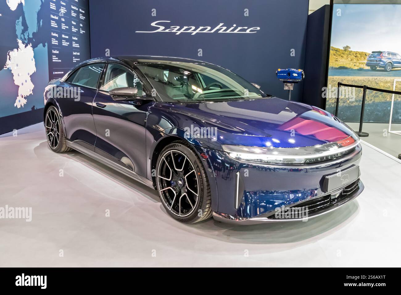 Lucid Air Sapphire luxuriöser elektrischer Supersportwagen auf dem Brüsseler Automobilsalon. Brüssel, Belgien - 10. Januar 2025 Stockfoto