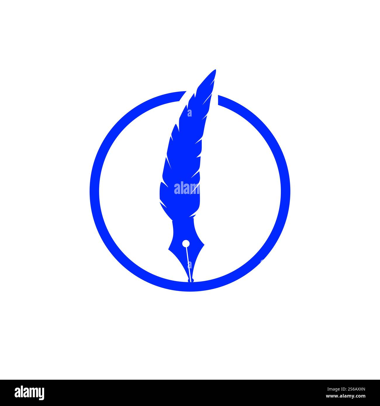 Federfederstift Logo-Design. Rechtsanwalt Copywriter Schreibwaren Schreibwaren Logotyp Konzeptsymbol Stock Vektor