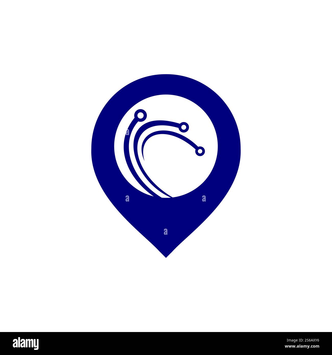 Technologie-GPS-Vektor-Logo-Vorlage. Moderne elektronische Technologie. Datennetzwerkverbindung. Stock Vektor