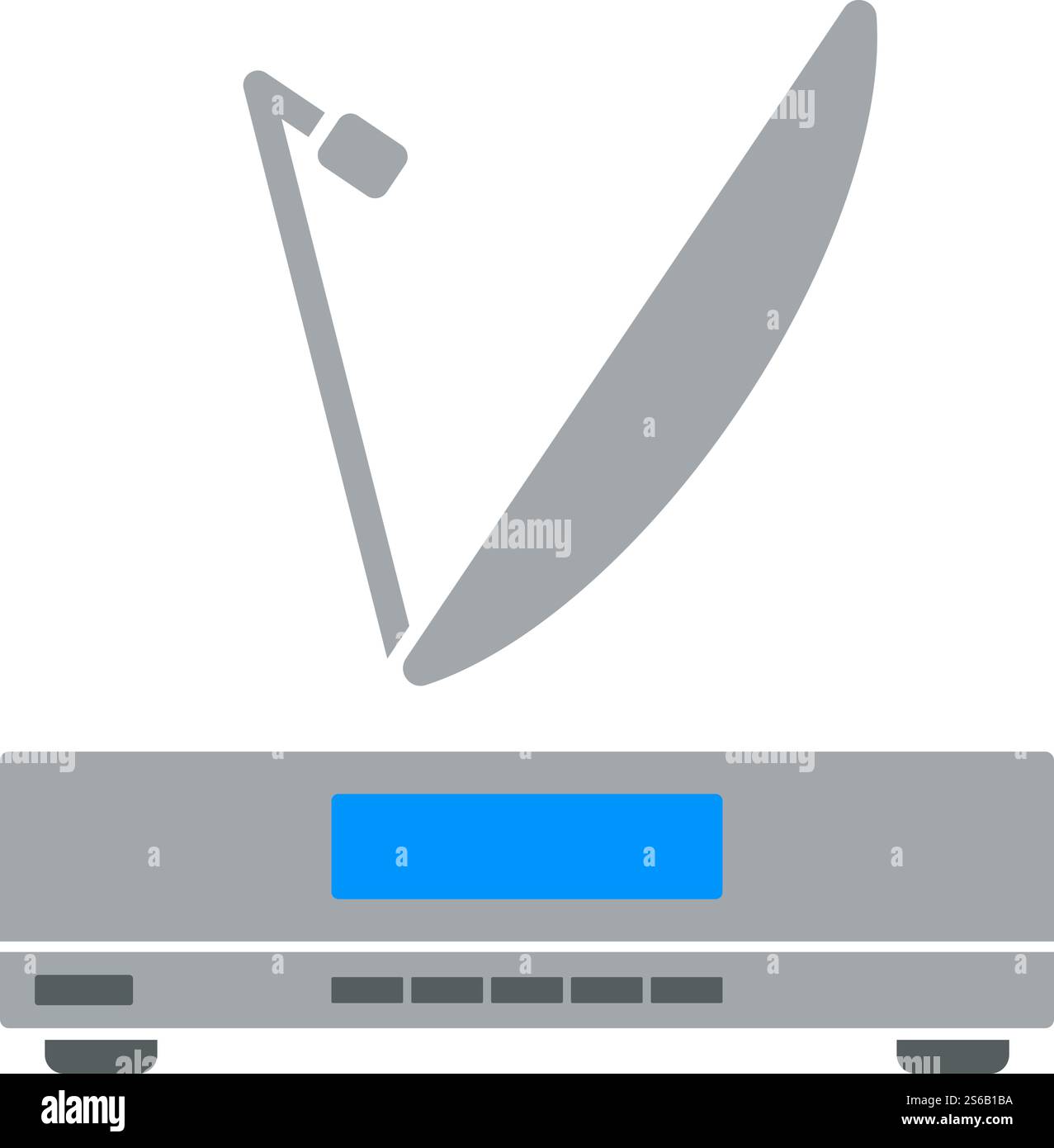 Satellitenempfänger Mit Antennensymbol. Flaches Farbdesign. Vektorgrafik. Stock Vektor