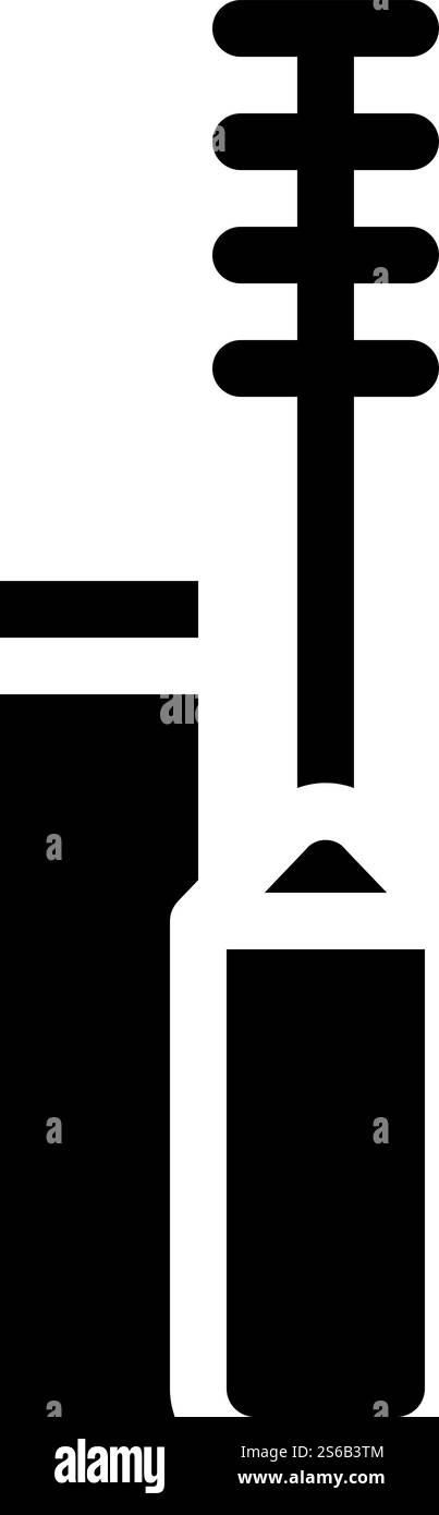 Mascara Schönheit Accessoire Glyphe Icon Vektor. Wimperntusche-Accessoire-Schild. Schwarze Abbildung des isolierten Kontursymbols. Mascara Schönheit Accessoire Glyphe Icon Vektor Illustration Stock Vektor