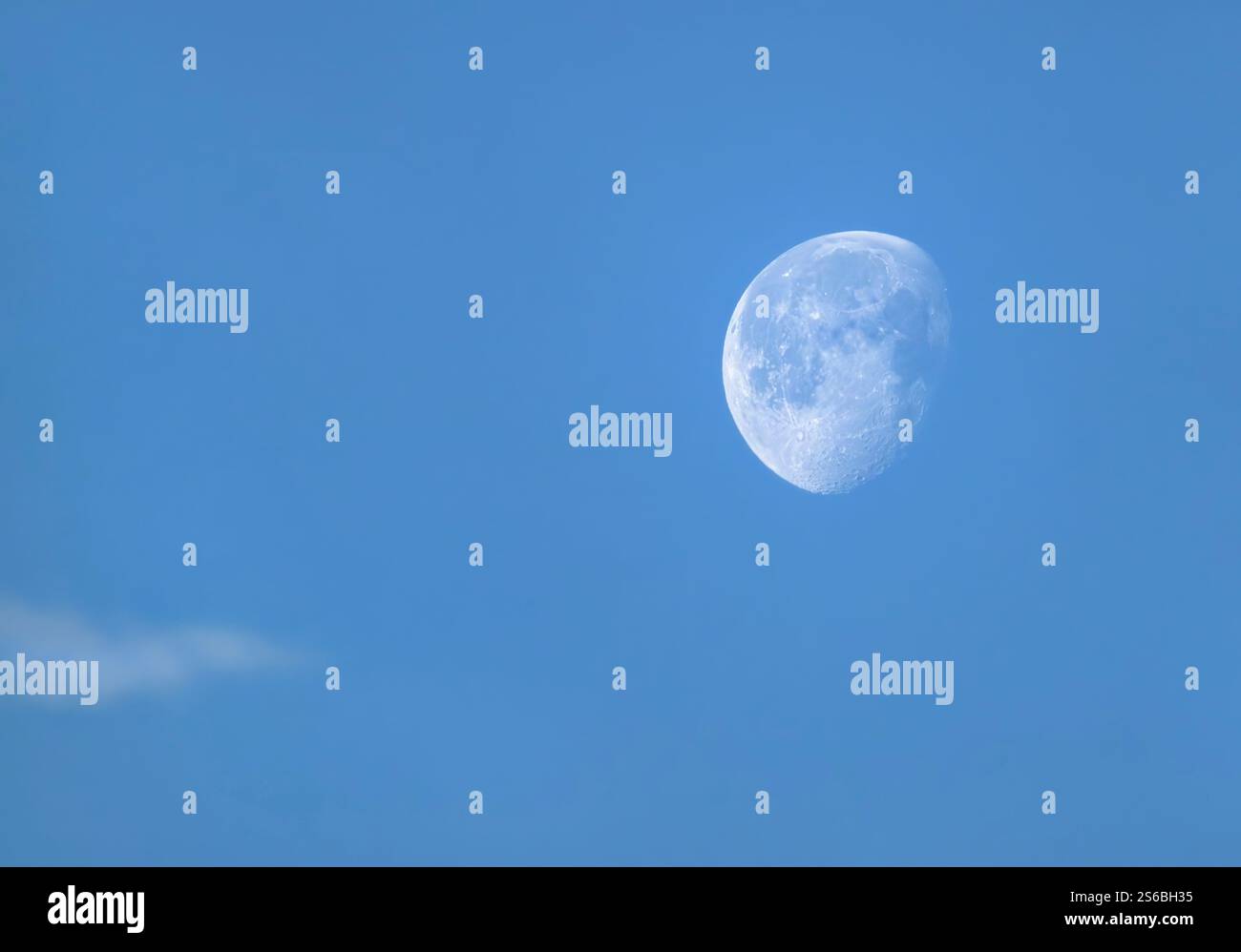 Abnehmender Gibbous Mond, im Dezember die Somerset Levels übernommen Stockfoto