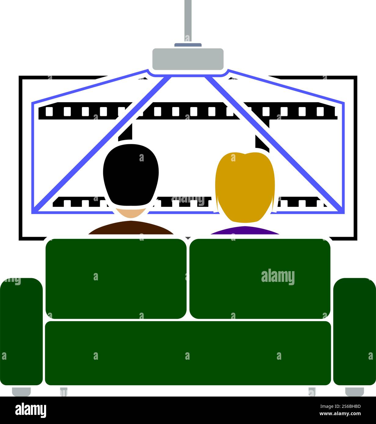 Cinema Sofa Icon. Flaches Farbdesign. Vektorgrafik. Stock Vektor