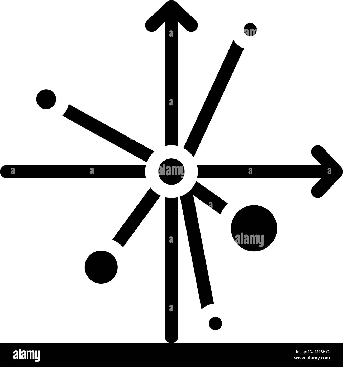 Symbol-Vektor für Glyphe im Streudiagramm. Streudiagramm. Schwarze Abbildung des isolierten Kontursymbols. Illustration des Symbols der Glyphe des Streudiagramms Stock Vektor