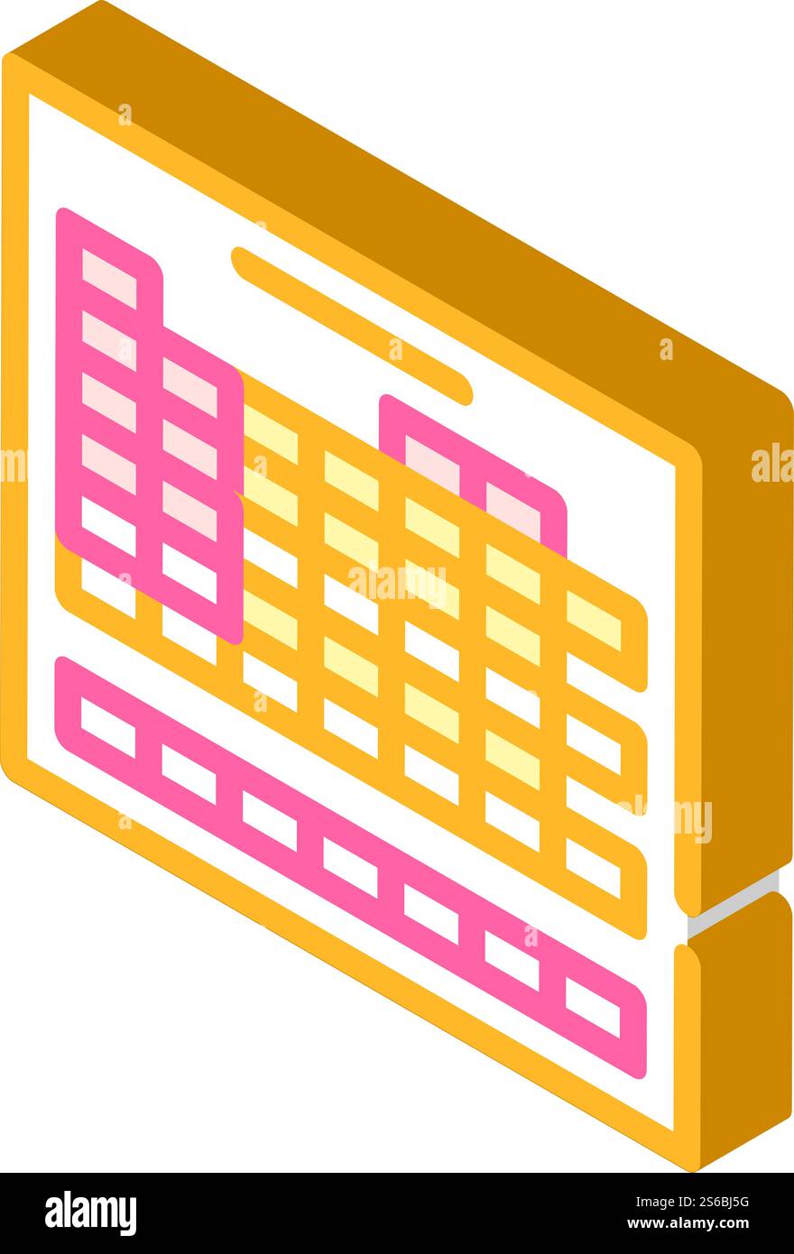 Tabelle der isometrischen Symbolvektoren für chemische Elemente. Zeichen für Tabelle der chemischen Elemente. Isolierte Symboldarstellung. Tabelle der isometrischen Symbolvektorgrafik der chemischen Elemente Stock Vektor