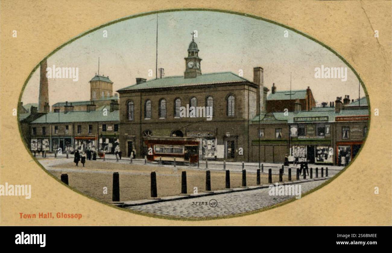 Rathaus Glossop 1910. Stockfoto