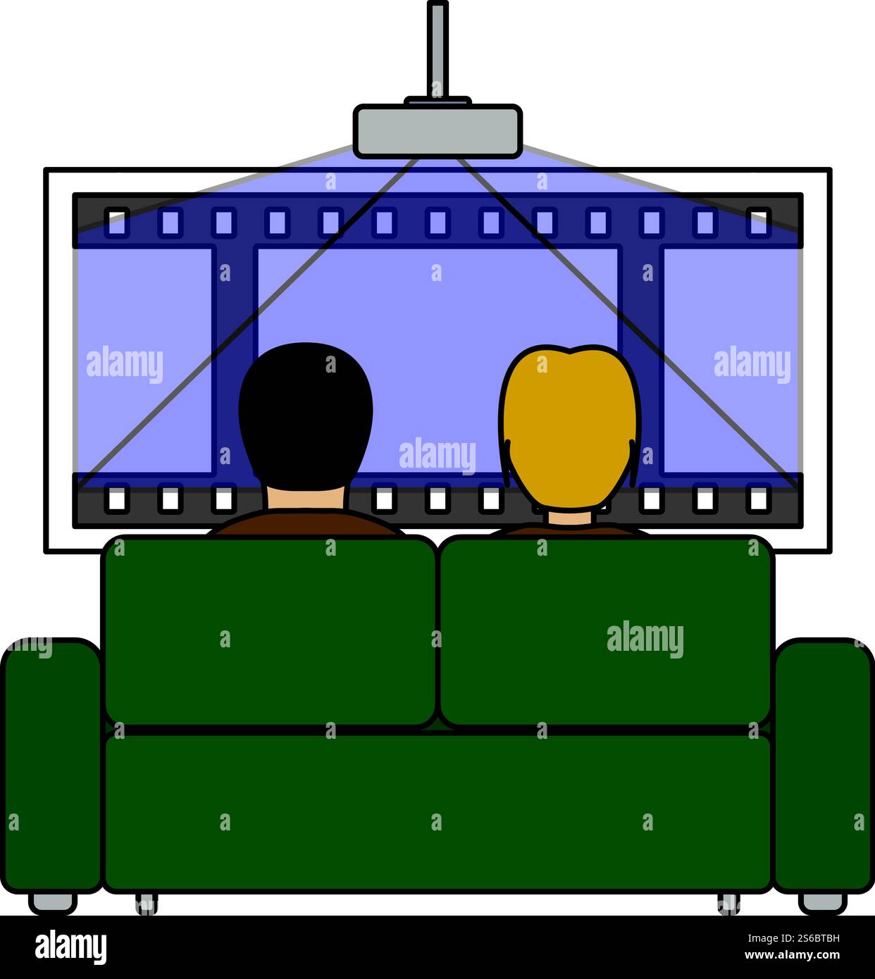 Cinema Sofa Icon. Bearbeitbare Kontur Mit Farbfülldesign. Vektorgrafik. Stock Vektor