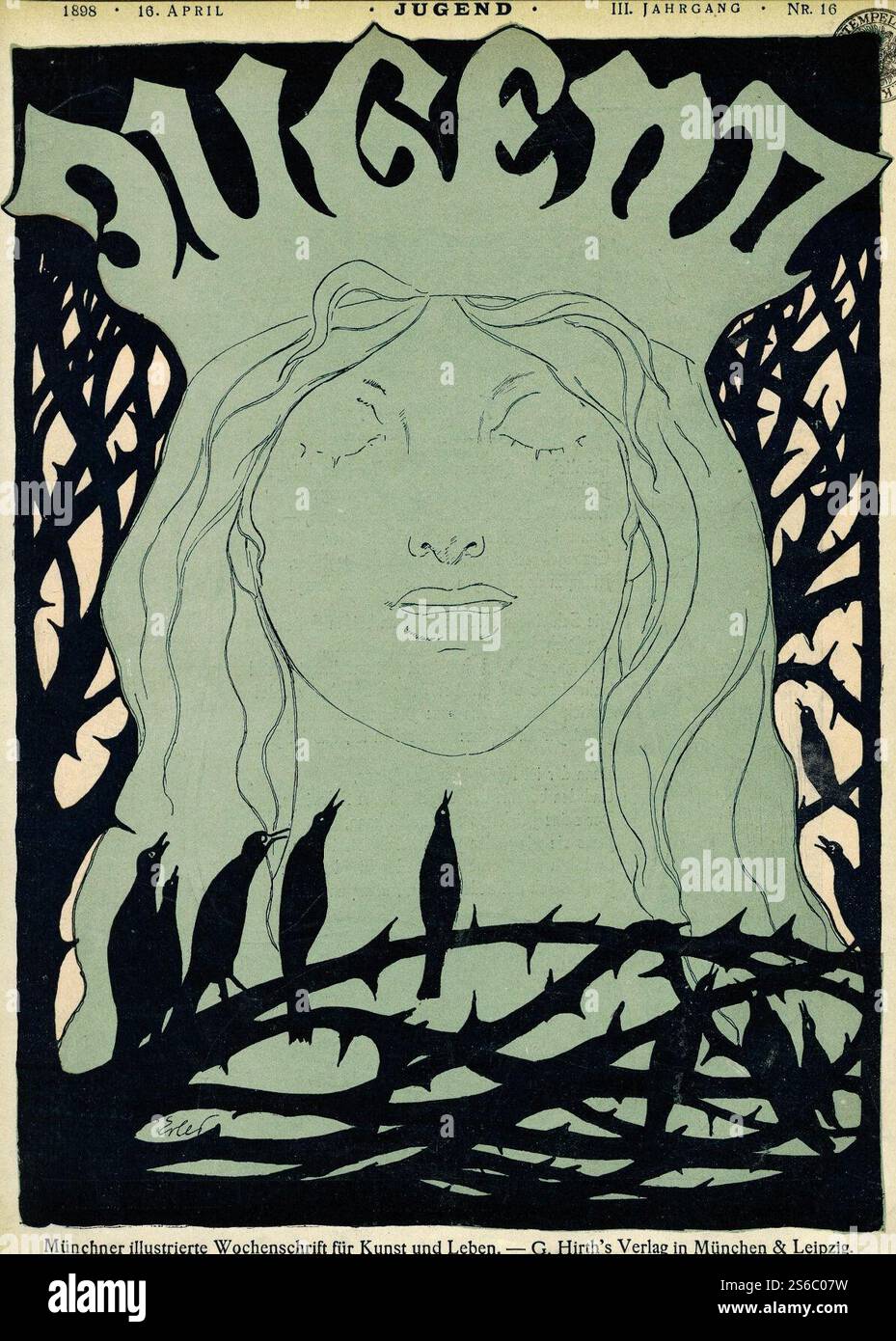 Fritz Erler - Jugend Nr. 16, April 1898. Stockfoto