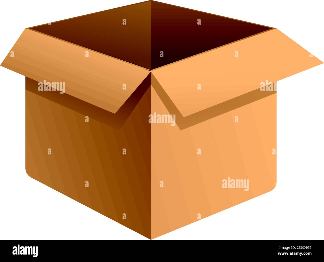 Symbol „Paketkasten öffnen“. Cartoon des offenen Paketkasten-Vektorsymbols für Webdesign isoliert auf weißem Hintergrund. Das Symbol für das Öffnen des Pakets im Cartoon-Stil Stock Vektor