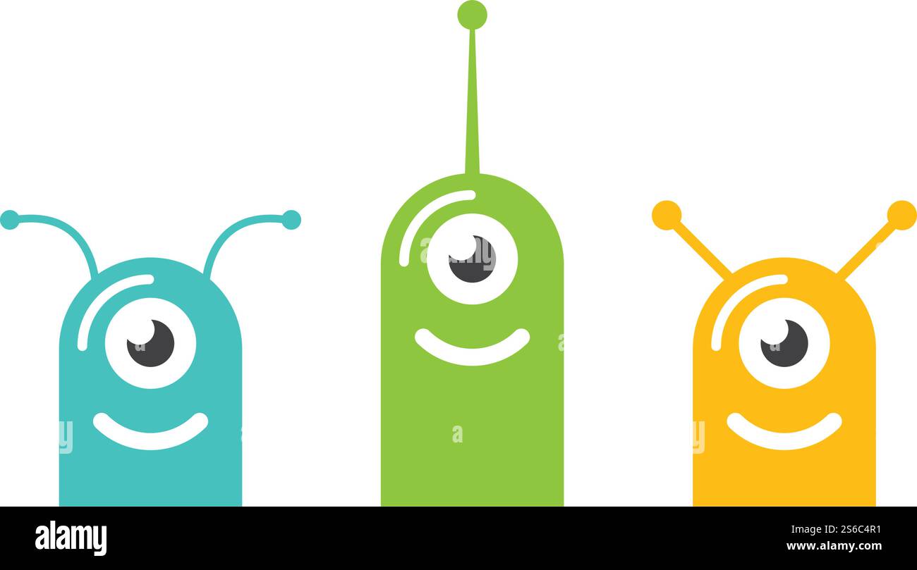 Monster Alien Illustration flach Stock Vektor